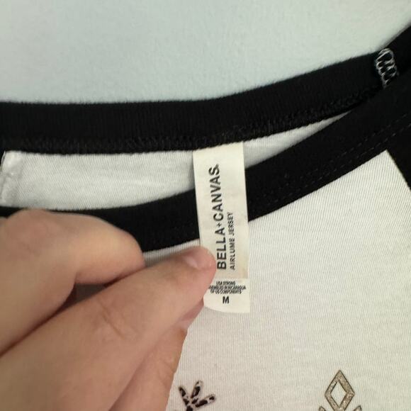 Bella Canvas Airlume Jersey Christmas Trees Top Ringer Tee Women's Size Medium - Picture 8 of 11